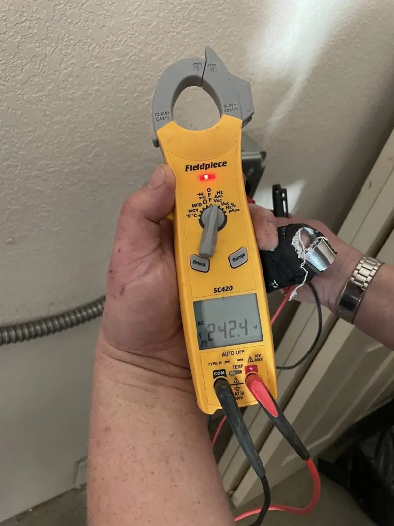 Voltage testing with clamp meter during Hot Tub / Pool Electrical Wiring in West Hanover